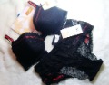 New Arrivals! Plus Size Sexy Women Coverage Black Sheer Bra with Brief Panties