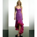Purple With Spaghetti Straps Chiffon & Tulle Asymmetrical Wedding Dresses