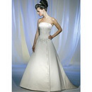 Ball Gown Asymmetrical Strapless Elegant & Luxurious Satin Beading Wedding Dress