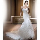 Floor-Length Sweetheart Sleeveless Flouncing Chiffon Tiered Court Train Wedding Dresses