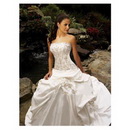 Sheath Strapless Glamorous & Dramatic Satin Beading Ruffles White Wedding Dresses