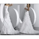Classic & Timeless Strapless Ivory Satin A Line Long Train Gown Wedding Dress