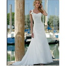 Floor-length One Shoulder Chic & Modern Tulle Taffeta Appliques Backless White Wedding Dresses
