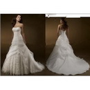 Strapless Asymmetrical Tulle Petite Embroidery Wedding Dress