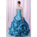 Strapless Ruched Unique Blue Ball Gown Beach Wedding Dresses