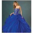 Sheath Brush Train Strapless Taffeta Beading Blue Chapel Train Wedding Dresses