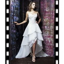 Split Front Chiffon Embroidery A-Line Spaghetti Strap Ruffle Bridal Dress