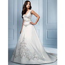 Trumpet Mermaid Embroidery Straps Beach Wedding Dresses