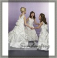 Custom Made Ball Gown Flower Girl Floor-length Taffeta Tie Back Sash Ruched Wedding Dress