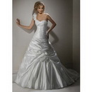 Church One Shoulder Satin Beading Embroidery Ball Gown Wedding Dresses
