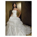Taffeta Strapless Ball Gown Simple Appliqued Chapel Train Wedding Dresses