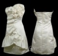 Cupped and Boned Bust White Strapless Satin 3D Flower Full Lined Skirt Dress