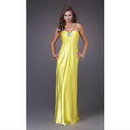 Yellow Floor-Length Satin Glamorous One Shoulder Wedding Dress