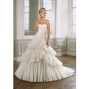 White Three Layers Floor-length Court Train Wedding Dresses