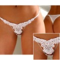 Acrylic & Lace Material Lady's Sexy Embroidered Designer Thongs & G-Strings