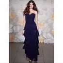 Dark Blue With Many Layers Sleeveless Ankle-Length Wedding Dresses