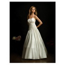 Church Court Train Classic & Timeless Strapless Satin Appliques Draped Ivory Wedding Dresses