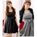 Fashion Girl's Bowknot Evening Lantern Grey Cocktail Soft Silk Clubwear