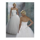 Tulle Bridal Beaded Strapless Neckline Ruched Bodice with Floor Length Ball Gown Wedding Dresses