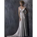 Sexy V Neck Dress Strapless A-line Sleeveless Brush Train Applique Spaghetti Wedding Dresses