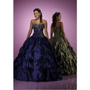 Sweetheart Neckline Ball Gown Asymmetrical Pick Up Floor Length Skirt Taffeta Quinceanera Wedding Dress