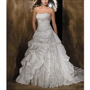 Trumpet Strapless Taffeta Embroidery Draped White Wedding Dress