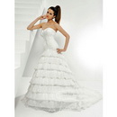 Floor-length Cascading Ruffle Zipper White Satin Sexy Strapless Court Train Wedding Dresses