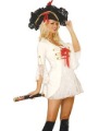 Pure White Red Ribbons Leavers Zentai E02639 Pirates Lycra Exotic Apparel Clothing Catsuits