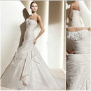 Off-the-shoulder Satin Flowers Strapless Floor-Length A-Line Bride Wedding Dresses