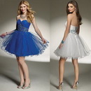 Sleeveless Off-the-shoulder Gorgeous Sweetheart Tulle Satin Organza Beaded Homecoming Dress