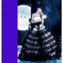 White with Black Lace Bow Tie Wedding Abaya Dresses Zipper Strapless Maternity Wedding Dresses