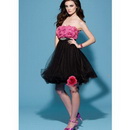 Gorgeous Halter Strapless Off-the-shoulder Handmade Flowers Homecoming Dress