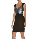 Black & Gray Straps With Stripes Short Evening Dresses
