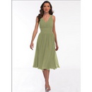Tea-length Straps V-neck Dropped Ruffles Wedding Dresses