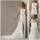 New Style Strapless Chapel Train Sheath Wedding Gown Chiffon Floor-Length Wedding Dresses