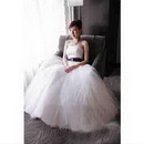Floor-length Strapless Sweetheart Tulle Ribbons Luxury Wedding Dresses