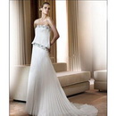 Chiffon & Sleeveless Wave Stripes Floor-length Luxury Wedding Dresses