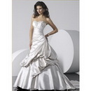 A-Line Strapless Bead Gown Asymmetrically Draped Sweep Train Wedding Dresses