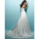 Embroidery Strapless White Stain Floor-Length Wedding Dresses