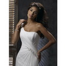 Sheath Gown One-Shoulder Neckline Crystal Ruching Sweep Train Wedding Dresses