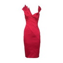 Unique Red Sexy Satin Slim Knee Length Evening Dress