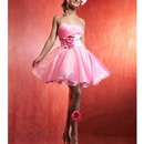Above Knee Elegant Sleeveless Strapless Organza Beading Embroidery Homecoming Dress