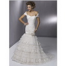 2011 Hot Sell Custom Made Mermaid Lace Off Shoulder Sleeveless Court Train Wedding Dresses