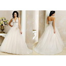 Floor-Length A-line Sleeveless Splendid Tulle Lace-up Luxury Wedding Dresses
