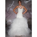 Strapless Sleeveless Ruffles Tiered Backless White Luxury Wedding Dresses