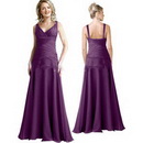 Purple Satin Formal Evening Gown Sexy V-Neckline Celebrity Dress