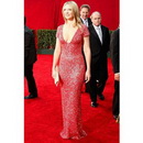 Red Beading V-neck Short Sleeve Sheath Floor-length Celebrity Dresses