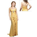 Sleeveless Design Light Yellow Color Formal Chiffon Style Celebrity Dress