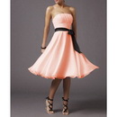 Unique Light Pink Knee Length Strapless A-Line Prom Dress