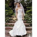 Custom Made Gorgeous Free Shipping Mermaid Taffeta Chapel Train Strapless Sleeveless Wedding Dresses For Bride
